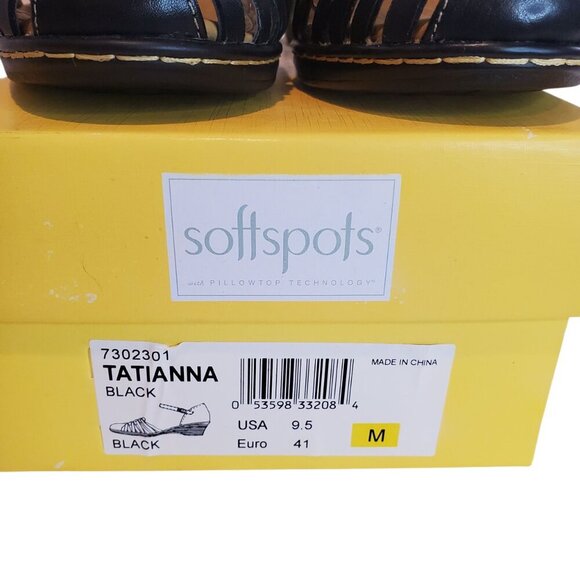 NWT COMFORTIVA SZ 9.5 Women's SoftSpots Tatianna Leather Sandal in Black - Picture 12 of 13
